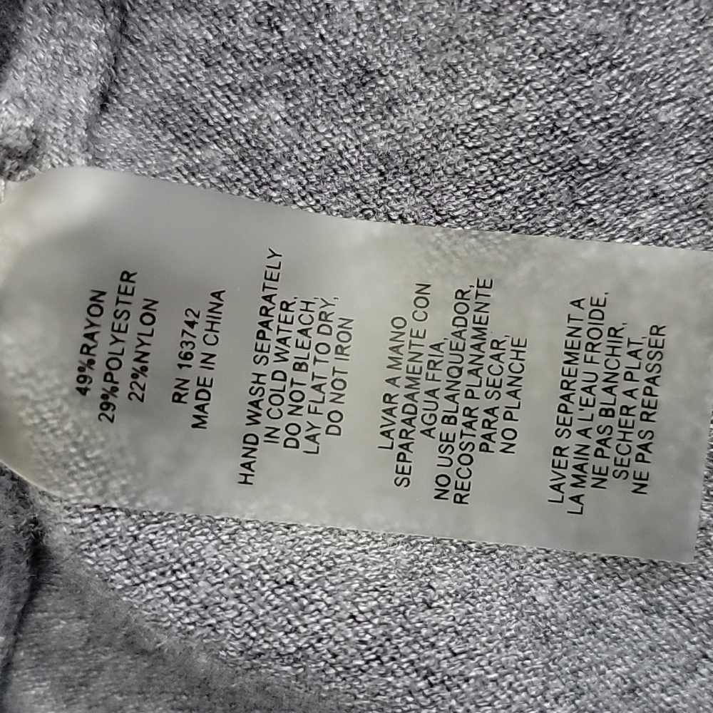 Aaeda Gray Open Front Cardigan Floral Embroidered Knit Sweater Size L - Picture 10 of 10